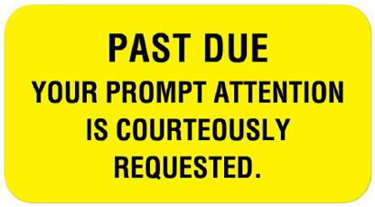 Picture of Pre-Printed Label UAL™ Instructional Label Yellow Paper Past Due Please Remit Today Black Patient Information 7/8 X 1-5/8 InchULCR058
