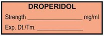 Picture of Drug Label UAL™ Anesthesia Label Droperidol Strength_mg/mL Exp Dt Tm_ Coral 1/2 X 1-1/2 InchULTA064