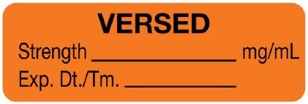 Picture of Drug Label UAL™ Anesthesia Label Versed Strength_mg/mL Exp Dt Tm_ Orange 1/2 X 1-1/2 InchULAL773