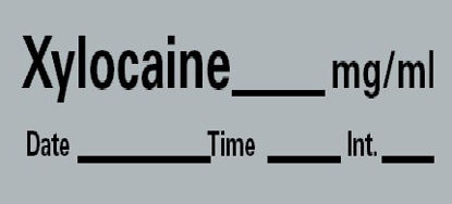 Picture of Drug Label Barkley® Anesthesia Label Xylocaine_mg/mL Date_Time_Int_ Gray 1/2 X 1-1/2 InchLAN-105