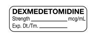 Picture of Drug Label UAL™ Anesthesia Label Dexmedetomidine Strength_mg/mL Exp Dt Tm_ White 1/2 X 1-1/2 InchULAL1501