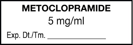 Picture of Drug Label UAL™ Anesthesia Label Metoclopramide 5mg/mL Exp Dt Tm_ White 1/2 X 1-1/2 InchULAL1115