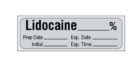 Picture of Drug Label Shamrock Anesthesia Label Lidocaine / _____% Gray 1/2 X 1 InchSA-3009