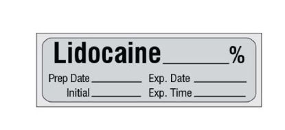 Picture of Drug Label Shamrock Anesthesia Label Lidocaine / _____% Gray 1/2 X 1 InchSA-3009