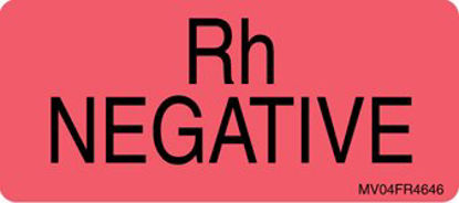 Picture of Pre-Printed Label MedVision® Laboratory Use Red R.H. Negative Lab / Specimen 1 X 2-1/4 InchMV04FR4646