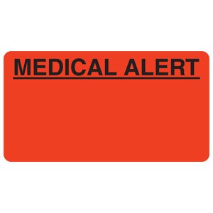 Picture of Pre-Printed Label Warning Label Fluoresent Red Medical AlertMAP5180