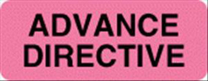 Picture of Pre-Printed Label UAL™ Instructional Label Fluorescent Red Fluorescent Paper Advance Directive Black Safety and Instructional 7/8 X 2-1/4 InchULMR720