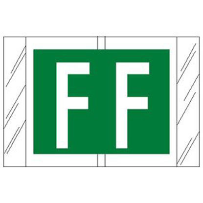 Picture of Pre-Printed Label Chart Tab Green / White F | F White Alpha Series 1 Inch82006