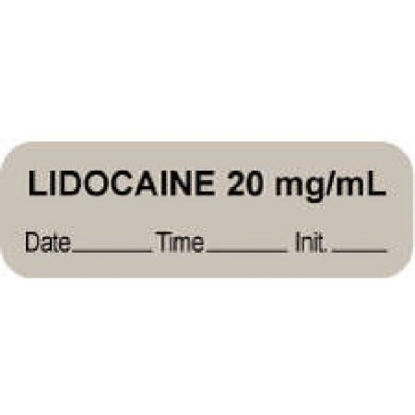 Picture of Drug Label PDC® Anesthesia Label Lidocaine 20 mg/mL Date_Time_Int Gray 1/2 X 1-1/2 Inch59726602