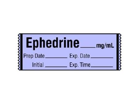 Picture of Drug Label Shamrock Anesthesia Label EPHEDRINE _____ mg / mL / Prep Date _____ Exp. Date _____ / Initial _____ Exp. Time _____ Purple 1/2 X 1 InchSA-282-EXP