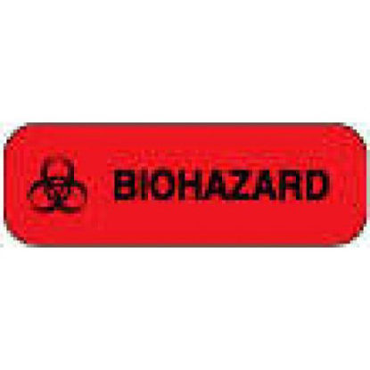 Picture of Pre-Printed Label Warning Label Fluorescent Red Paper Biohazard / Symbol Black Biohazard 1/2 X 1-1/2 Inch59712726