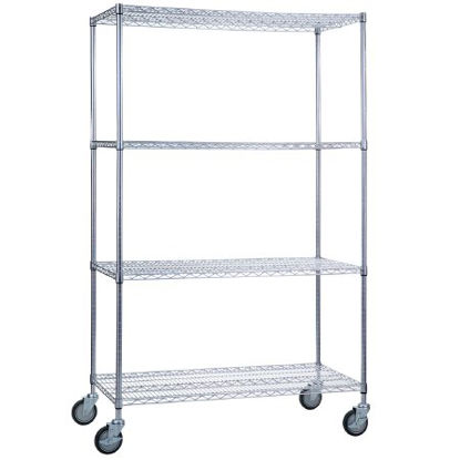 Picture of Linen Cart 4 Shelves 500 lbs. Weight Capacity Chrome Plated 5 Inch Casters, 2 LockingLC246072