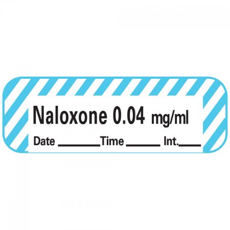 Picture of Drug Label Anesthesia Label Tape Naloxone 0.04 mg/mL Date_Time_Int Blue / White 1/2 X 1-1/2 InchANS-14D004