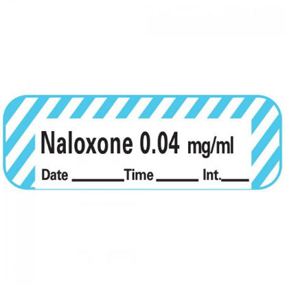 Picture of Drug Label Anesthesia Label Tape Naloxone 0.04 mg/mL Date_Time_Int Blue / White 1/2 X 1-1/2 InchANS-14D004