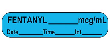 Picture of Drug Label Indeed Anesthesia Label Fentanyl_mcg/mL Date_Time_Int_ Blue 5/8 X 1-5/8 Inch17790