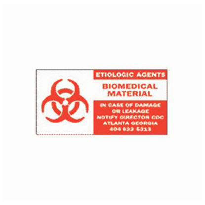 Picture of Pre-Printed Label Brady™ Warning Label Red / White Composite Plastic Biomedical Materail / Symbol Red Biohazard 2 X 4 Inch19807138