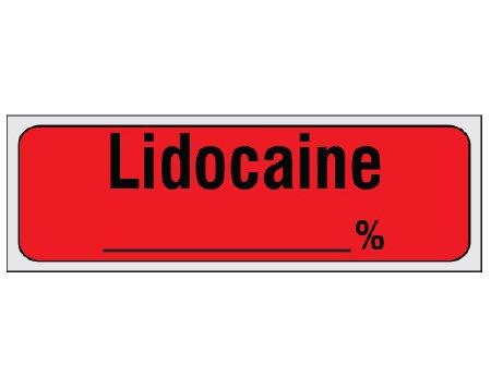 Picture of Drug Label Shamrock Anesthesia Label LIDOCAINE / _____ % Red 1/2 X 1 InchSA-36-PRE