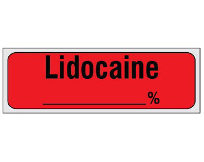 Picture of Drug Label Shamrock Anesthesia Label LIDOCAINE / _____ % Red 1/2 X 1 InchSA-36-PRE