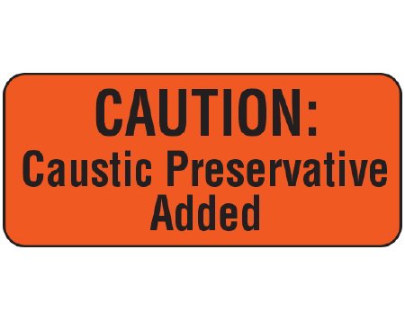 Picture of Pre-Printed Label Shamrock Warning Label Fluorescent Red Caution Caustic Preservative Added Black Biohazard 1 X 2-1/4 InchUPCR-6062