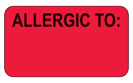 Picture of Pre-Printed Label Barkley® Allergy Alert Red Paper Allergic To Black Alert Label 1 X 1-3/4 Inch17618