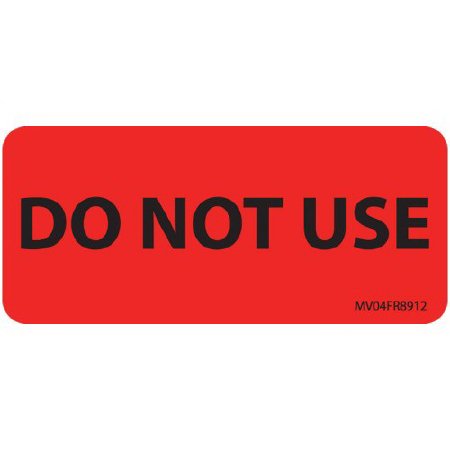 Picture of Pre-Printed Label MedVision® Auxiliary Label Fluorescent Red Paper Do Not Use Black Safety and Instructional 1 X 2-1/4 InchMV04FR8912