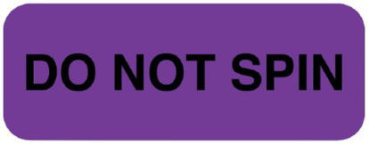 Picture of Pre-Printed Label Auxiliary Label Purple Litho Paper DO NOT SPIN Safety and Instructional 3/4 X 2 InchULHT225