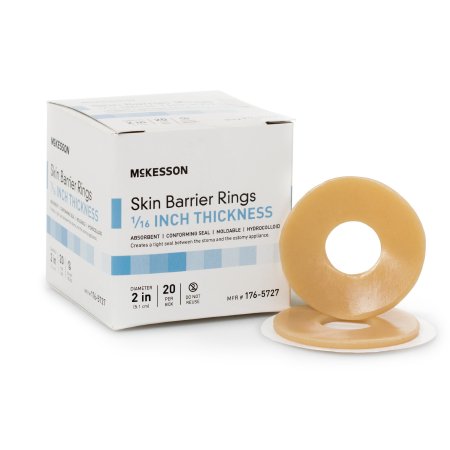 Picture of Skin Barrier Ring McKesson Mold to Fit, Standard Wear Adhesive without Tape Without Flange Universal System Hydrocolloid 2 Inch Diameter X 1/16 Inch Thickness176-5727