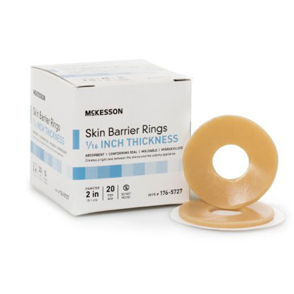 Picture of Skin Barrier Ring McKesson Mold to Fit, Standard Wear Adhesive without Tape Without Flange Universal System Hydrocolloid 2 Inch Diameter X 1/16 Inch Thickness176-5727