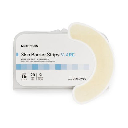 Picture of Skin Barrier Strip McKesson Mold to Fit, Standard Wear Adhesive without Tape Without Flange Universal System Hydrocolloid 1/2 Curve 1 Inch W176-5725