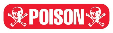 Picture of Pre-Printed Label UAL™ Warning Label Red Paper Poison White Caution 3/8 X 1-5/8 InchULFP108