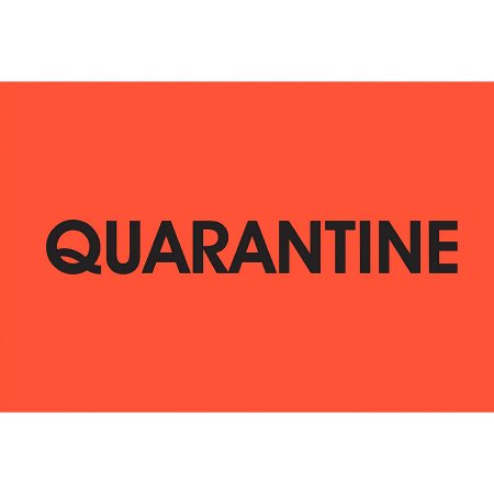 Picture of Pre-Printed Label Uline Auxiliary Label Orange / White Quarantine Black Alert Label 2 X 3 InchS-13113