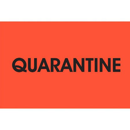 Picture of Pre-Printed Label Uline Auxiliary Label Orange / White Quarantine Black Alert Label 2 X 3 InchS-13113