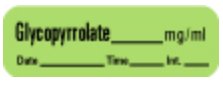 Picture of Drug Label PDC® Anesthesia Label Glycopyrrolate mg/mL Date_Time_Int_ Green 1/2 X 1-1/2 InchLAN-9