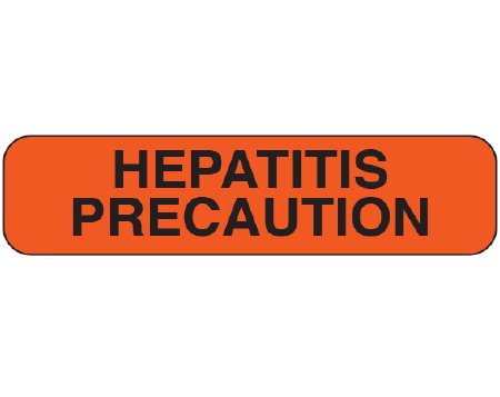 Picture of Pre-Printed Label Shamrock Safety Data Red Vac HEPATITIS / PRECAUTION Black Caution 5/16 X 1-1/4 InchUPCR-1245