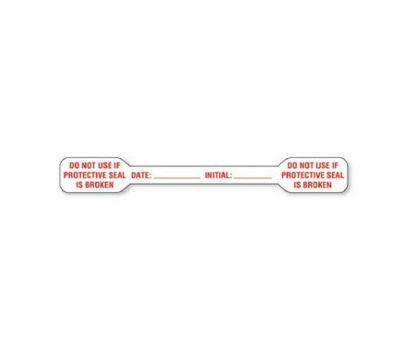 Picture of Pre-Printed Label Auxiliary Label Red Paper DO NOT USE IF PROTECTIVE SEAL IS BROKEN / DATE: _____ INITIAL: _____ Red Safety and Instructional 1/2 X 4-1/2 Inch12708