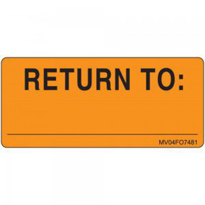 Picture of Pre-Printed Label Instructional Label Orange Paper Return To Black Quality Control Label 2 1/4 X 1 InchMV04FO7481