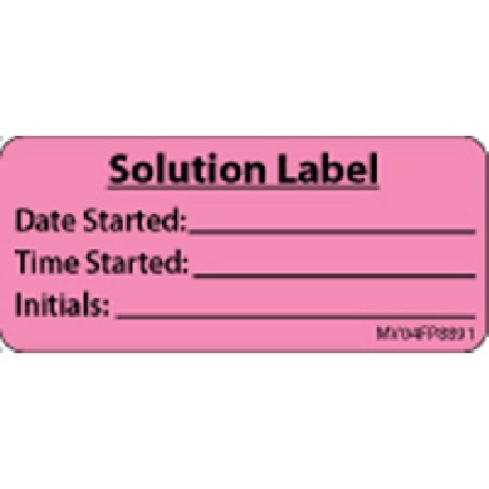 Picture of Pre-Printed Label MedVision® Laboratory Use Pink Paper Solution Label/Date Started/Time Started/Initials Black Lab / Specimen 1 X 2-1/4 InchMV04FP8891