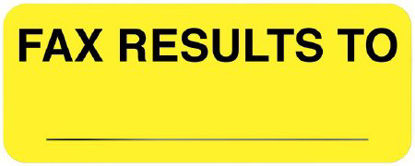 Picture of Pre-Printed Label UAL™ Laboratory Use Fluorescent Yellow Paper FAX RESULTS TO ____________ Black Safety and Instructional 7/8 X 2-1/4 InchULCL435