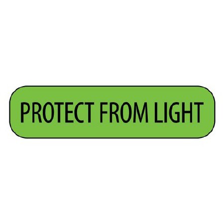 Picture of Pre-Printed Label MedVision® Communication Fill In Green Paper PROTECT FROM LIGHT Black Caution 3/8 X 1-7/16 InchMV02FG8078