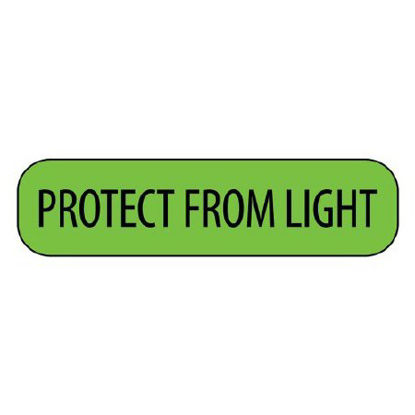 Picture of Pre-Printed Label MedVision® Communication Fill In Green Paper PROTECT FROM LIGHT Black Caution 3/8 X 1-7/16 InchMV02FG8078