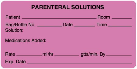 Picture of Pre-Printed Label PDC® Anesthesia Label Pink Paper Parenteral Solutions Black Syringe Label 2 X 4 InchULIV501