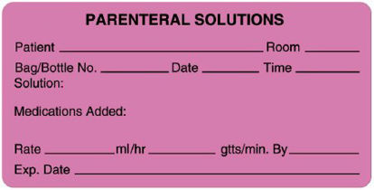 Picture of Pre-Printed Label PDC® Anesthesia Label Pink Paper Parenteral Solutions Black Syringe Label 2 X 4 InchULIV501
