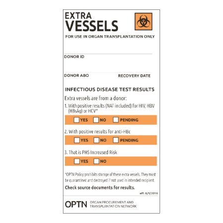 Picture of Pre-Printed Label Display Label Orange / White Extra Vessels Infectious Disease Test Results Black Lab / Specimen9PHKND2W-4M