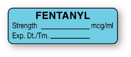 Picture of Drug Label UAL™ Anesthesia Label Fentanyl Strength_mcg/mL Exp Dt Tm_ Light Blue 1/2 X 1-1/2 InchULAL764