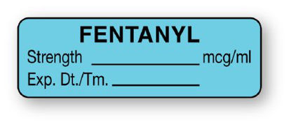 Picture of Drug Label UAL™ Anesthesia Label Fentanyl Strength_mcg/mL Exp Dt Tm_ Light Blue 1/2 X 1-1/2 InchULAL764
