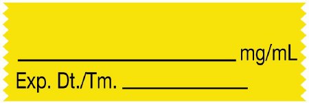 Picture of Pre-Printed / Write On Label UAL™ Communication Fill In Yellow Paper __________ mg/mL / Exp.Dt./Tm. _______ Syringe Label 1/2 X 1-1/2 InchULTA05