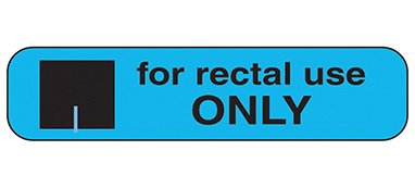 Picture of Pre-Printed Label Indeed Auxiliary Label Blue Paper For Rectal Use Only Black Safety and Instructional 3/8 X 1-5/8 Inch2066