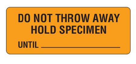 Picture of Pre-Printed Label Laboratory Use Orange Permanent Paper Do Not Throw Away Hold Specimen Black Lab / Specimen 1 X 2-1/4 InchUPCR-6003