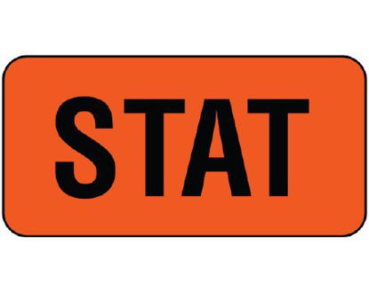 Picture of Pre-Printed Label Shamrock Advisory Label Red Vinyl STAT Black Alert Label 3/4 X 1-1/2 InchUPCR-3005