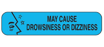 Picture of Pre-Printed Label Barkley® Auxiliary Label Blue Paper May Cause Drowsiness Or Dizziness Black Safety and Instructional 3/8 X 1-5/8 Inch2015